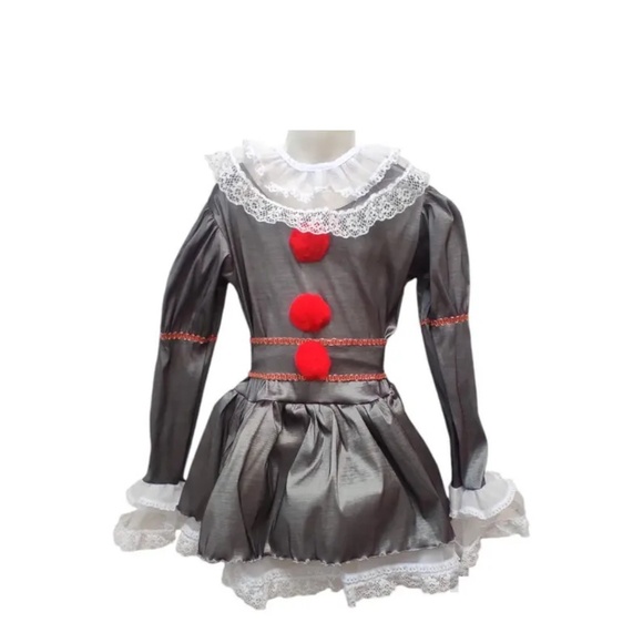 Pennywise IT  Gray  Costume Kid Size Child Girls Halloween Birthday Party - Picture 1 of 3